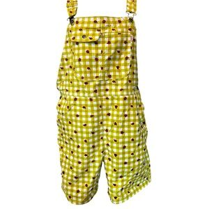 Duluth Trading Co Yellow Checkered Overalls with Ladybug Design